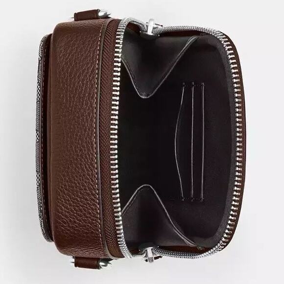 NWT Coach Men's Stanton Crossbody In Signature Jacquard Silver/Oak/Maple CH097 - Picture 9 of 9